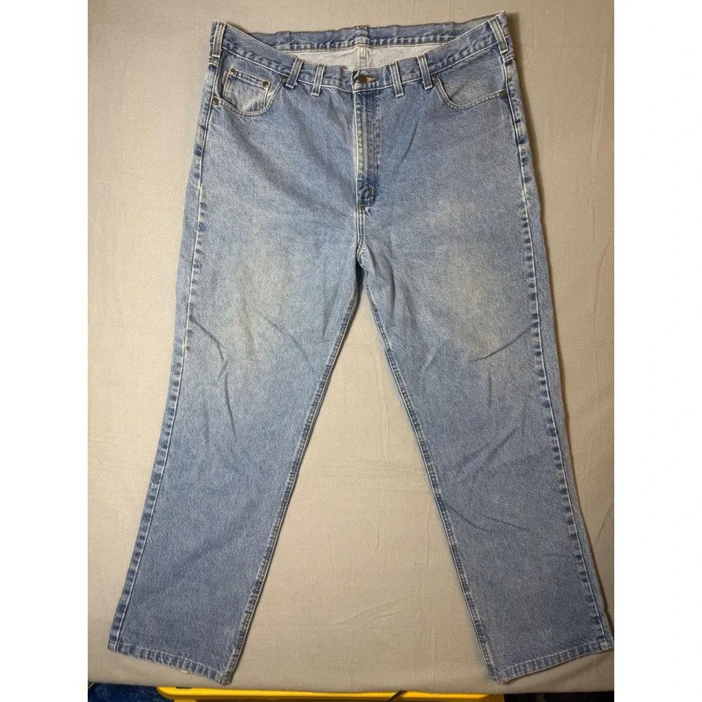 Carhartt Relaxed Fit Tapered Leg Mens Jeans 42x32 Blue Good Denim B17 DST